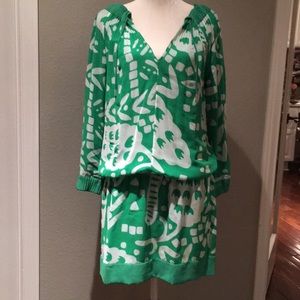 Diane von Furstenberg Green & White Print Dress